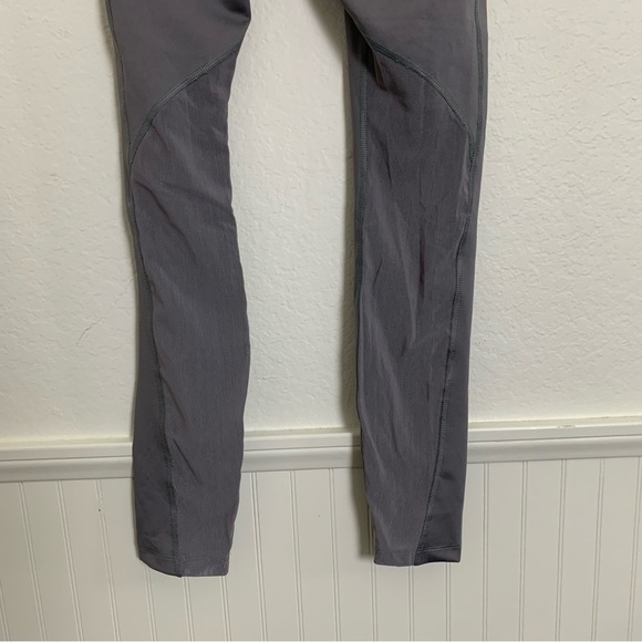 NWT NIKE Fast Tight Fit Mid Rise Full Length Logo Leggings Gray Sz M Mesh Leg - Picture 10 of 17